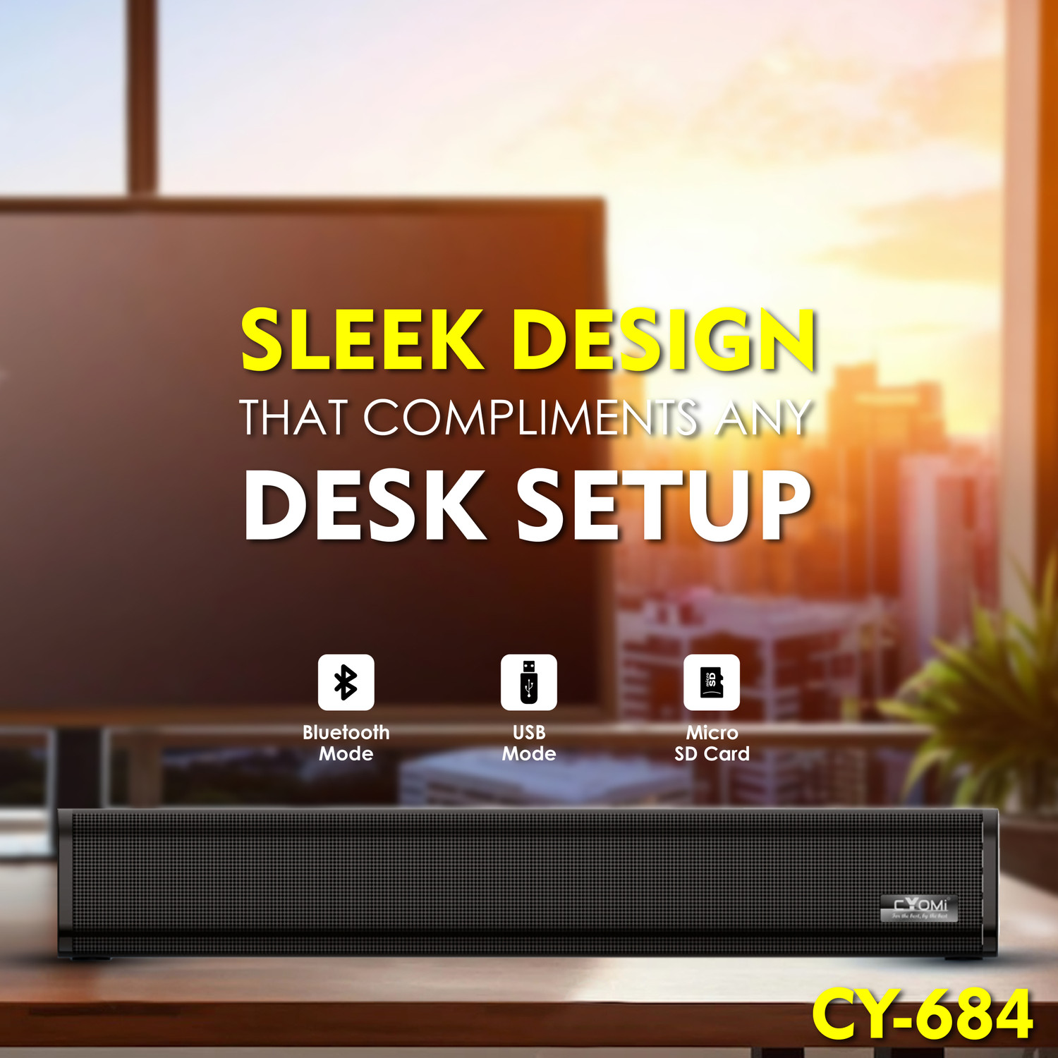 Image of CYOMI CY 684 v5.1 Wireless Sound bar Speaker with 8Hr Playtime 10 W Bluetooth Soundbar (Black, 5.1 Channel)