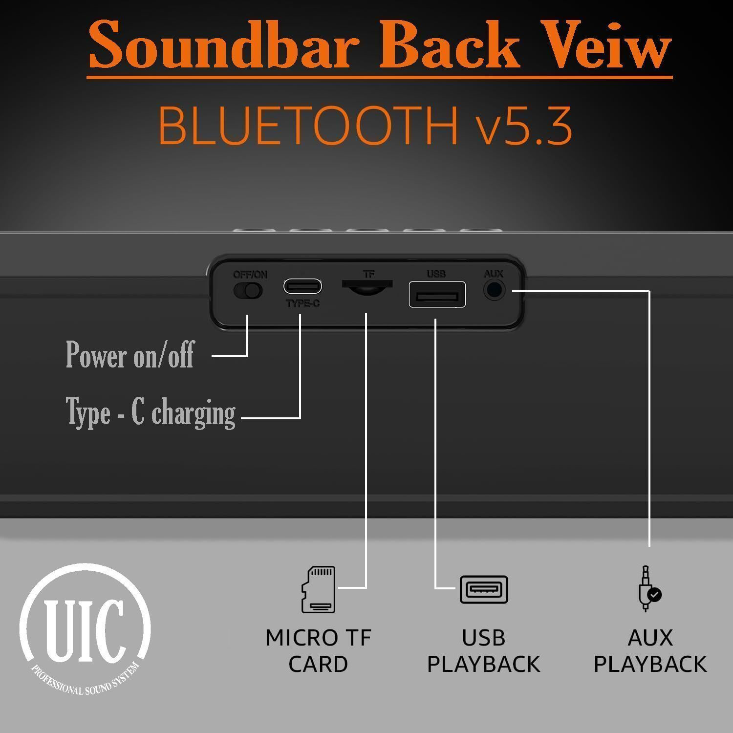 Image of UIC SB-2203 A 30 W Bluetooth Soundbar (Black, 2.0 Channel)