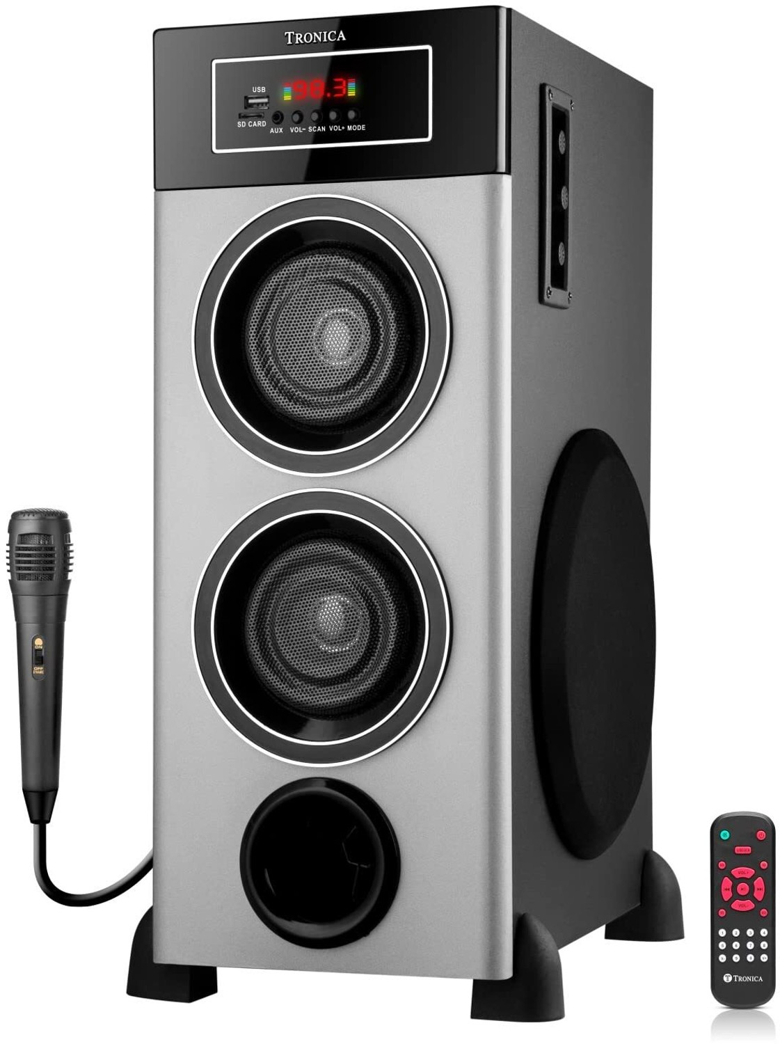 Image of RD B-370 (8 inch Woofer) Portable Multimedia Speaker with Wireless Mic for Karaoke 30 W Bluetooth Tower Speaker (Black, Mono Channel)