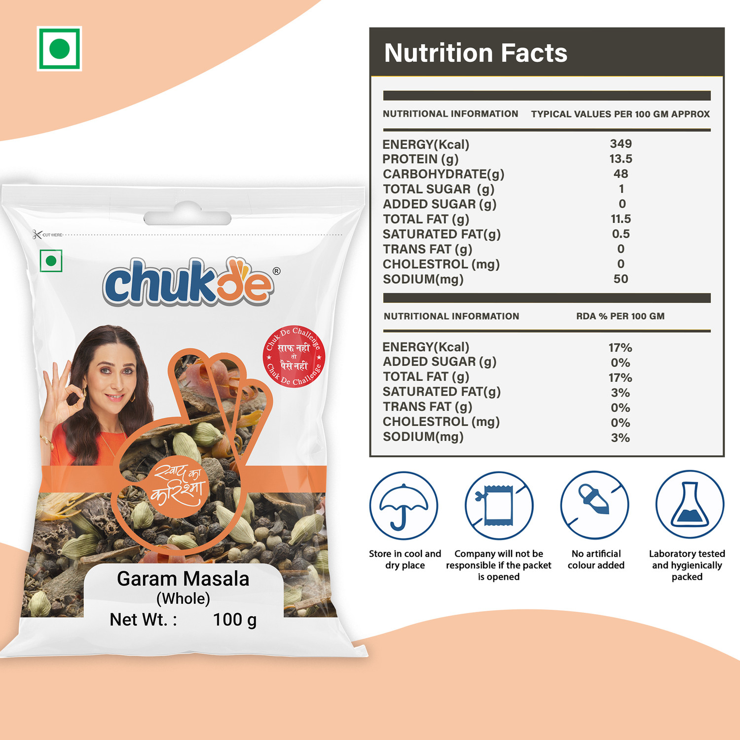 Image of CHUKDE Garam Masala Whole | Blend of 13 Spices Mix (200 g)