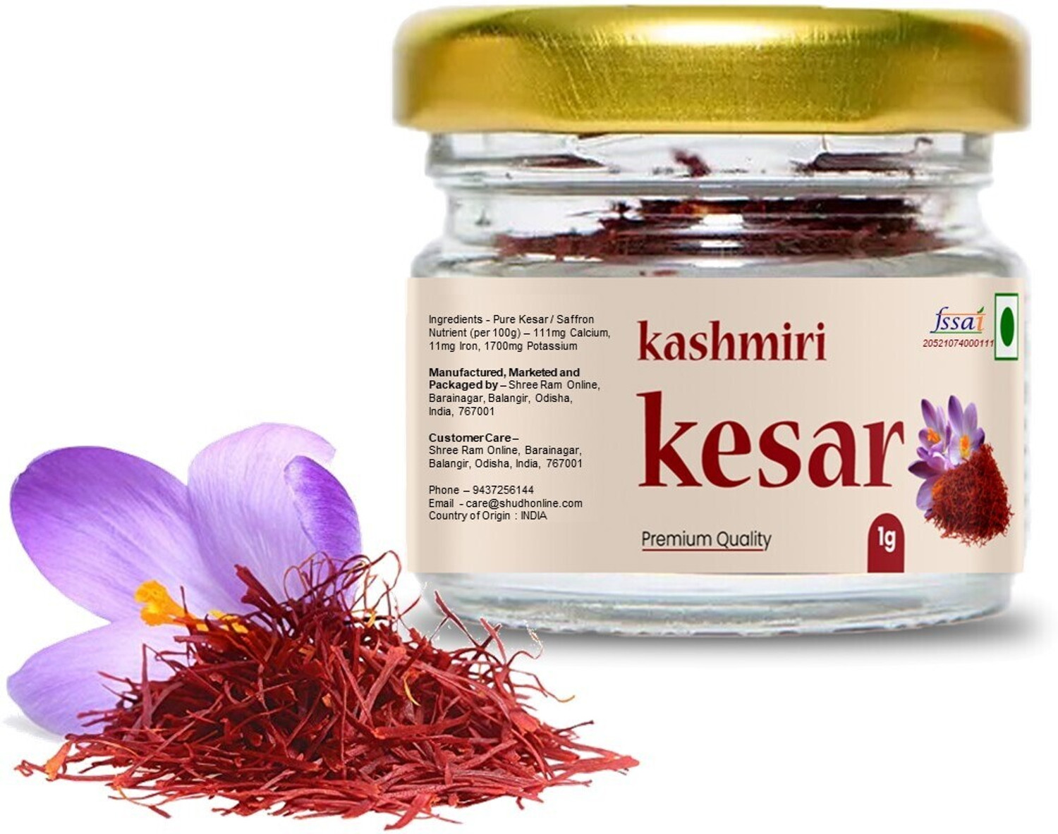 Image of Homeda Kesar Saffron Original 10g, Pure Kashmiri Kumkuma Puvvu, Kungumapoo, Grade A (10 x 1 g)