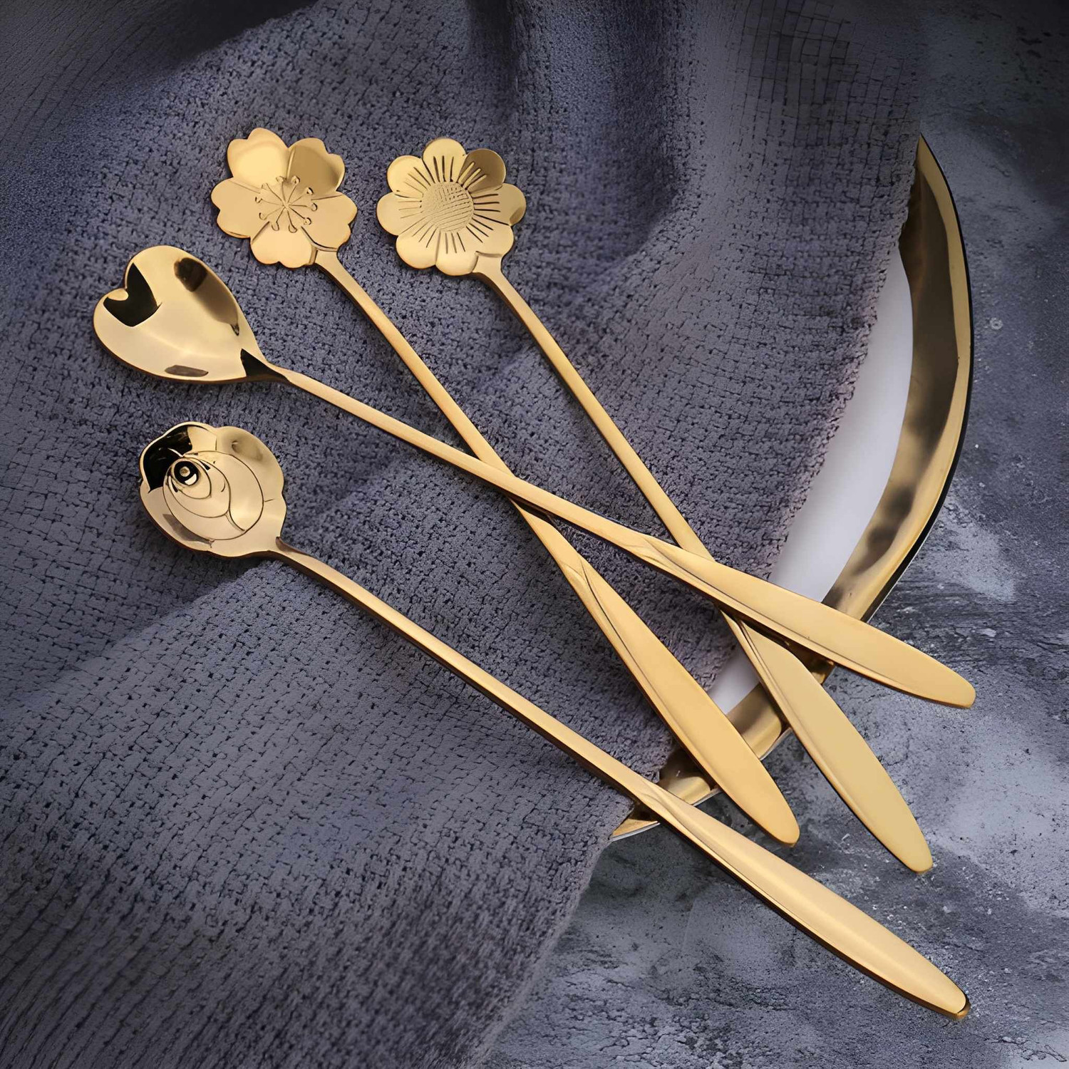 Image of krishnaa enterprises Black fork Stainless Steel Salad Spoon Set (Pack of 6)