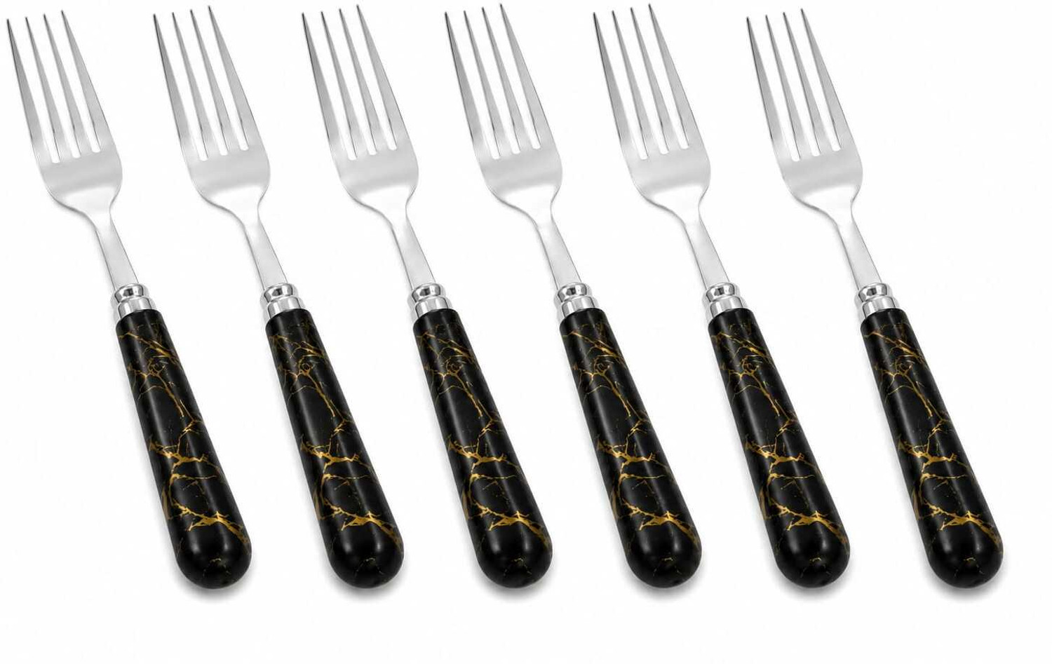 Image of krishnaa enterprises Black fork Stainless Steel Salad Spoon Set (Pack of 6)