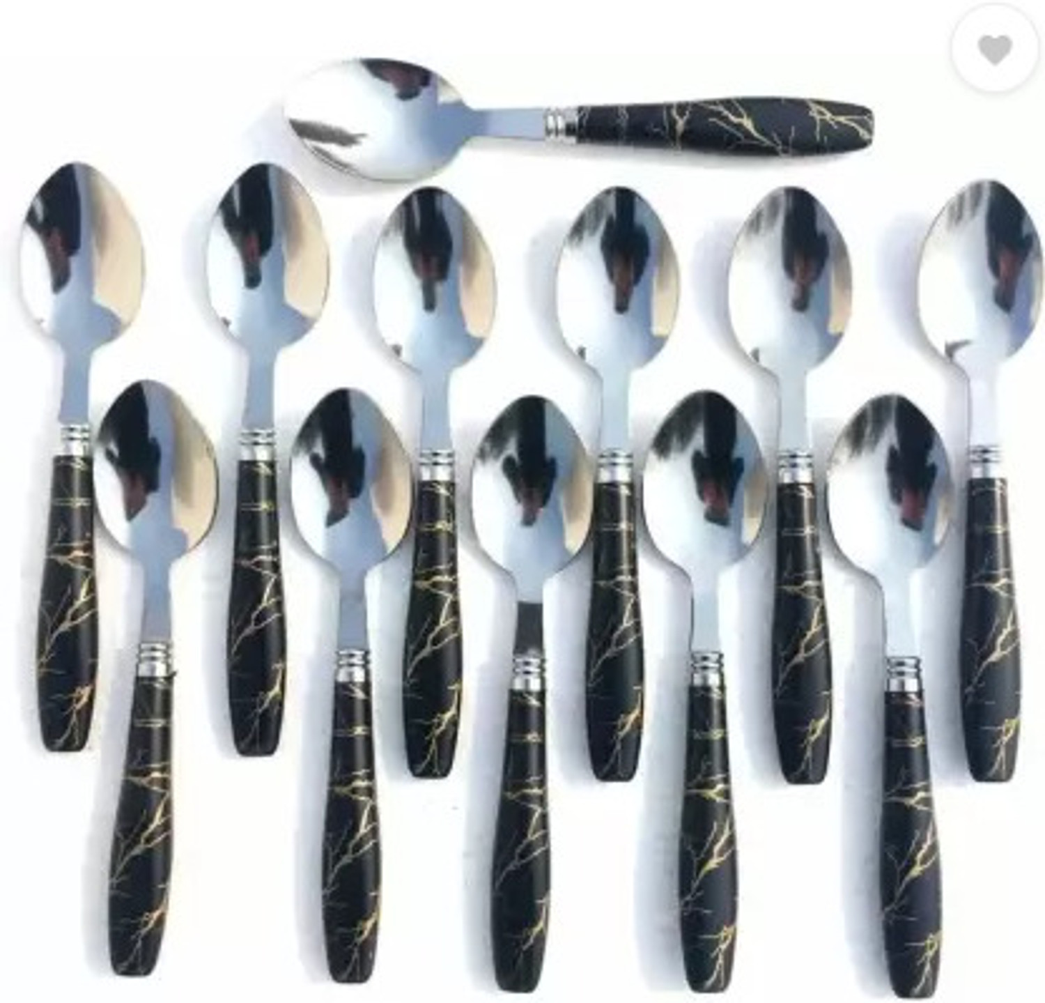 Image of krishnaa enterprises Black fork Stainless Steel Salad Spoon Set (Pack of 6)