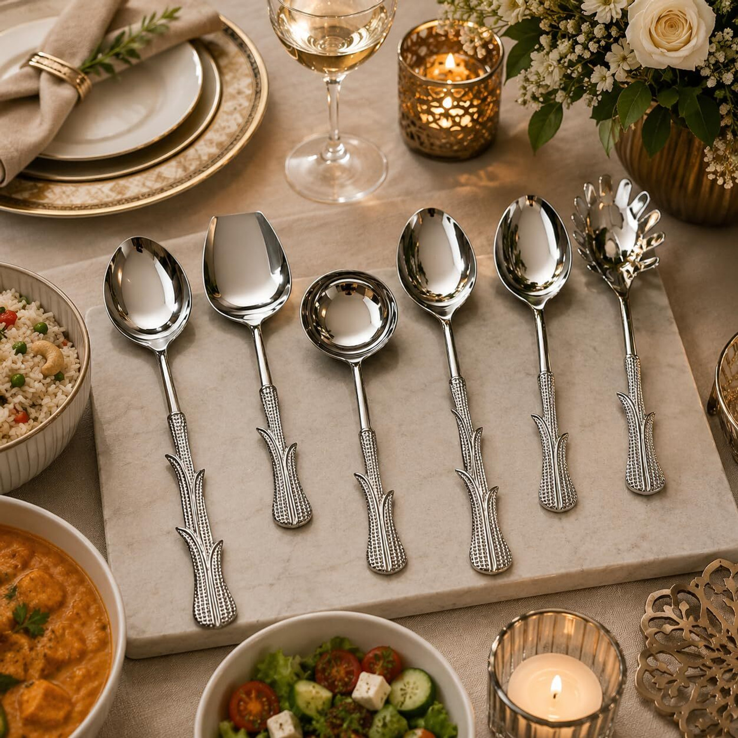 Image of krishnaa enterprises Black fork Stainless Steel Salad Spoon Set (Pack of 6)