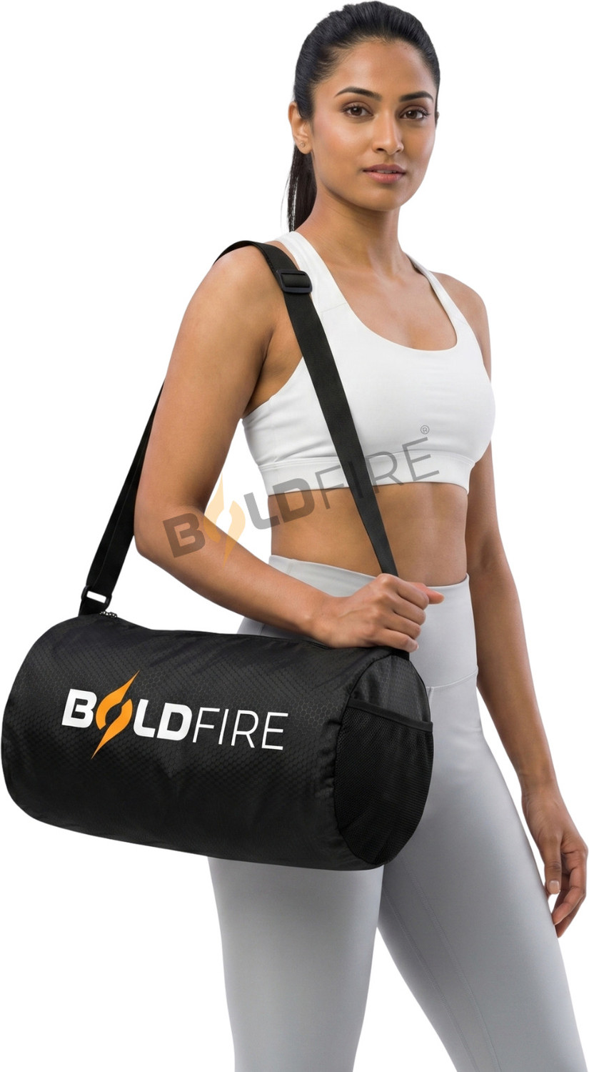 Image of WILD SHAPE Heavy Gym Bag with Bartacked Load Points & Tough Stitches - Lightweight Duffle (Black, Kit Bag)