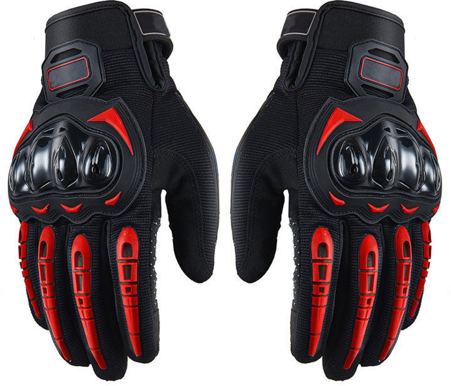 Image of aksmit Best Full Finger Motorcycle Rider Gloves Touchscreen Breathable Anti-Slip Red Riding Gloves (Red)