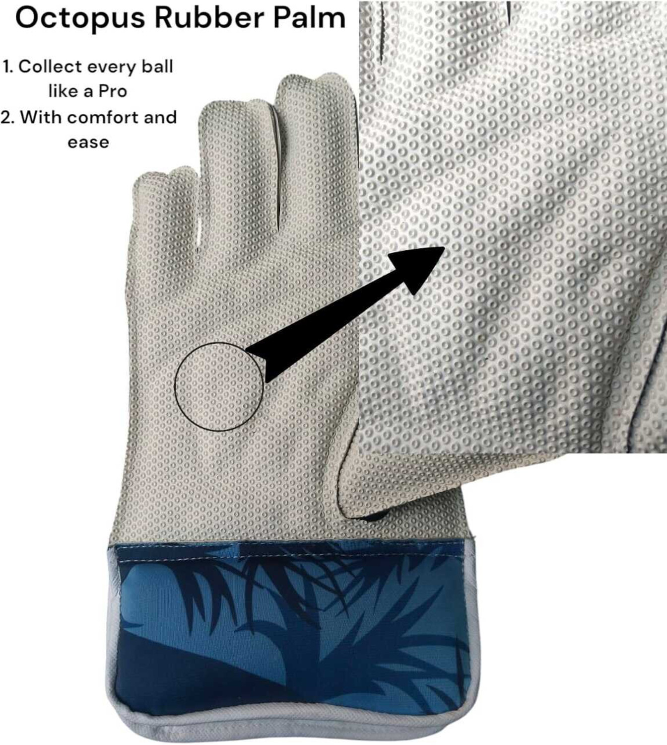 Image of AZAD SPORTS GALLERY ARMY WICKET KEEPER GLOVES WITH INNER GLOVES, DURABLE MATERIALS & OCTOPUS RUBBER Wicket Keeping Gloves (Blue)