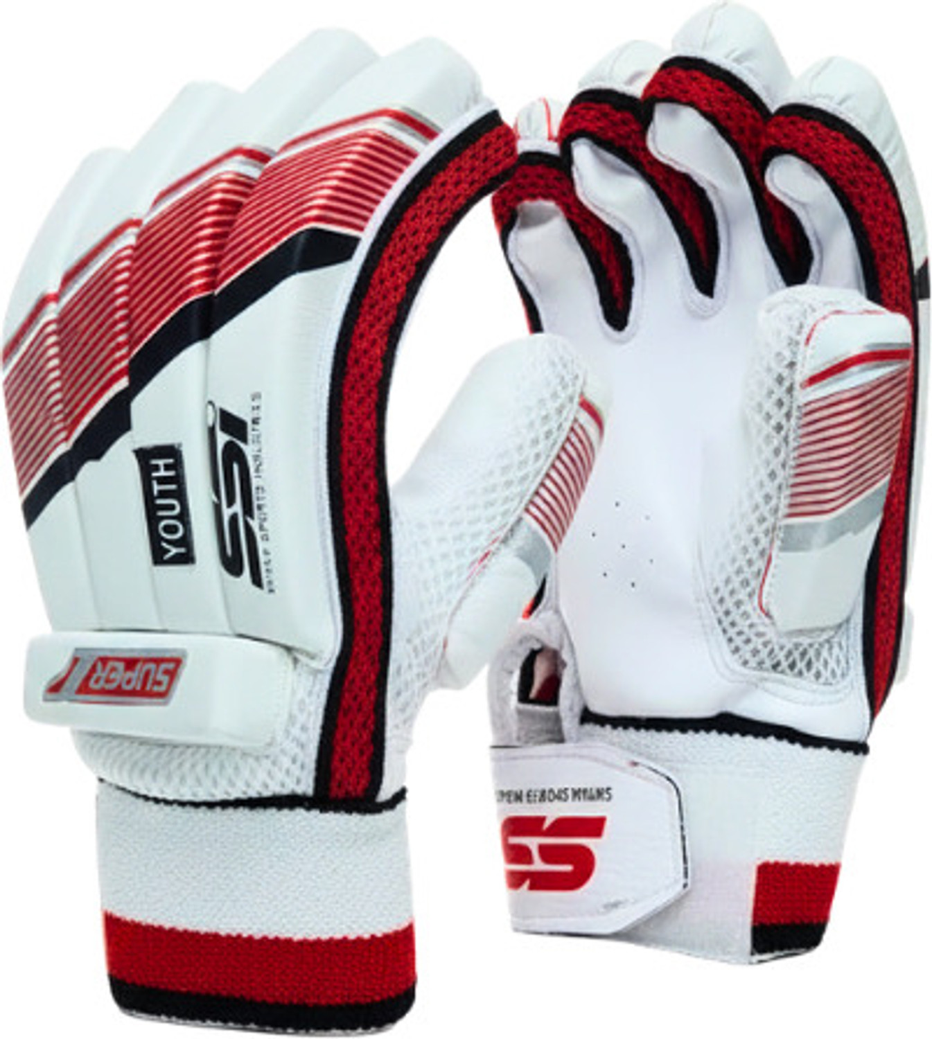 Image of D S SPORTS Prolite ( Youth) Batting Gloves (White, Red)