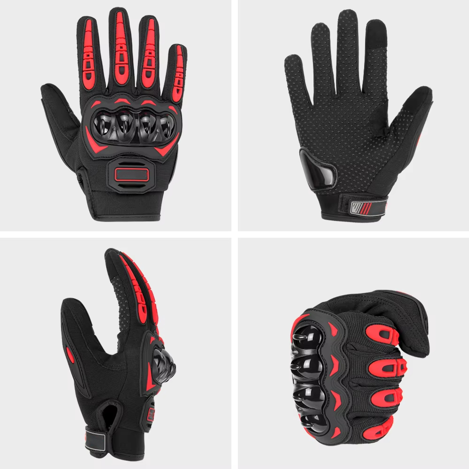 Image of aksmit Best Full Finger Motorcycle Rider Gloves Touchscreen Breathable Anti-Slip Red Riding Gloves (Red)