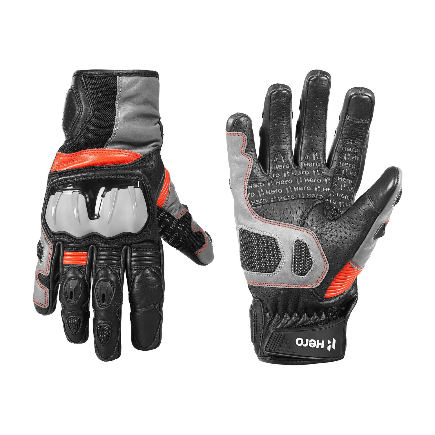 Image of Steelbird Khardungla Full Finger Bike Riding Gloves with Touch Screen Sensitivity at Thumb Riding Gloves (Orange)