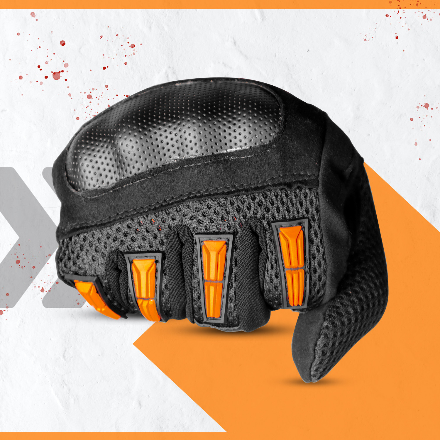Image of Steelbird Khardungla Full Finger Bike Riding Gloves with Touch Screen Sensitivity at Thumb Riding Gloves (Orange)
