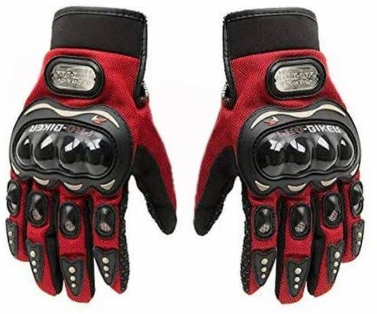 Image of aksmit Best Full Finger Motorcycle Rider Gloves Touchscreen Breathable Anti-Slip Red Riding Gloves (Red)