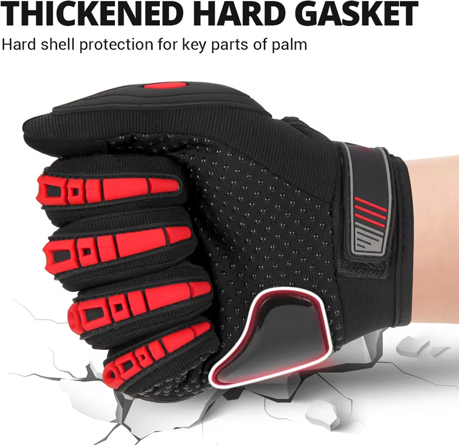 Image of aksmit Best Full Finger Motorcycle Rider Gloves Touchscreen Breathable Anti-Slip Red Riding Gloves (Red)