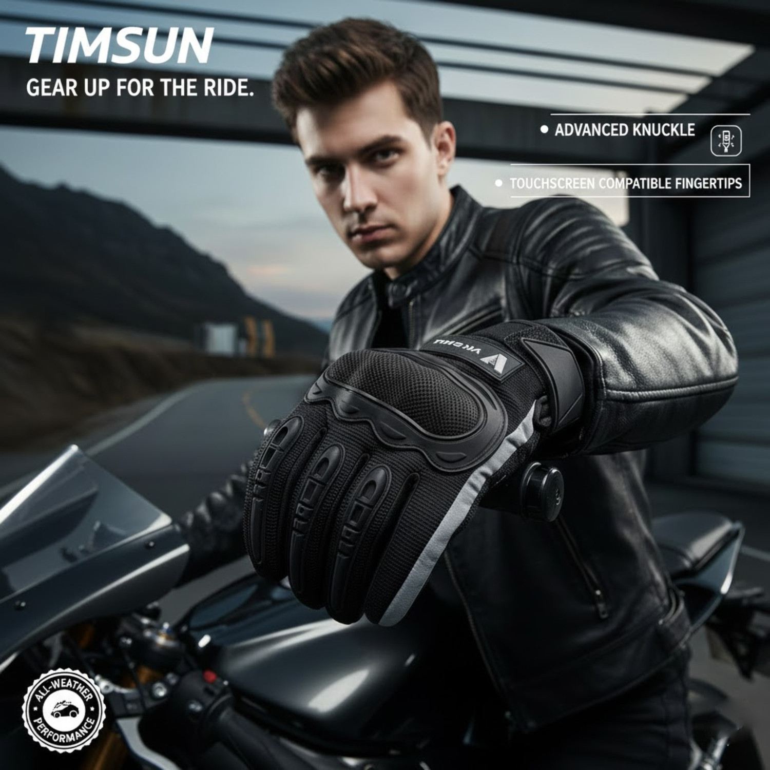 Image of aksmit Full Finger Touch Screen Gloves With Reflective (Size : XL ) Riding Gloves (Black)