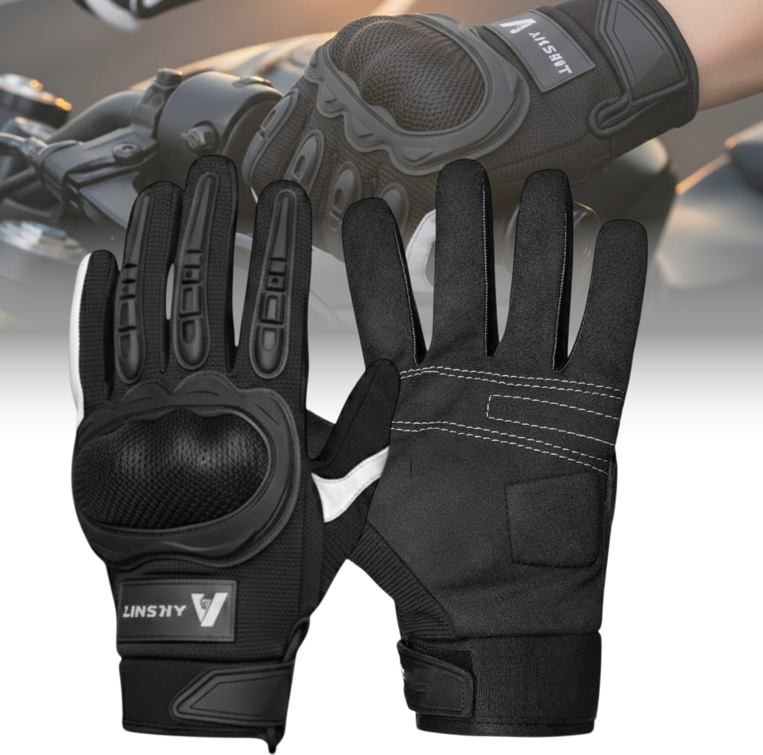 Image of aksmit Full Finger Touch Screen Gloves With Reflective (Size : XL ) Riding Gloves (Black)