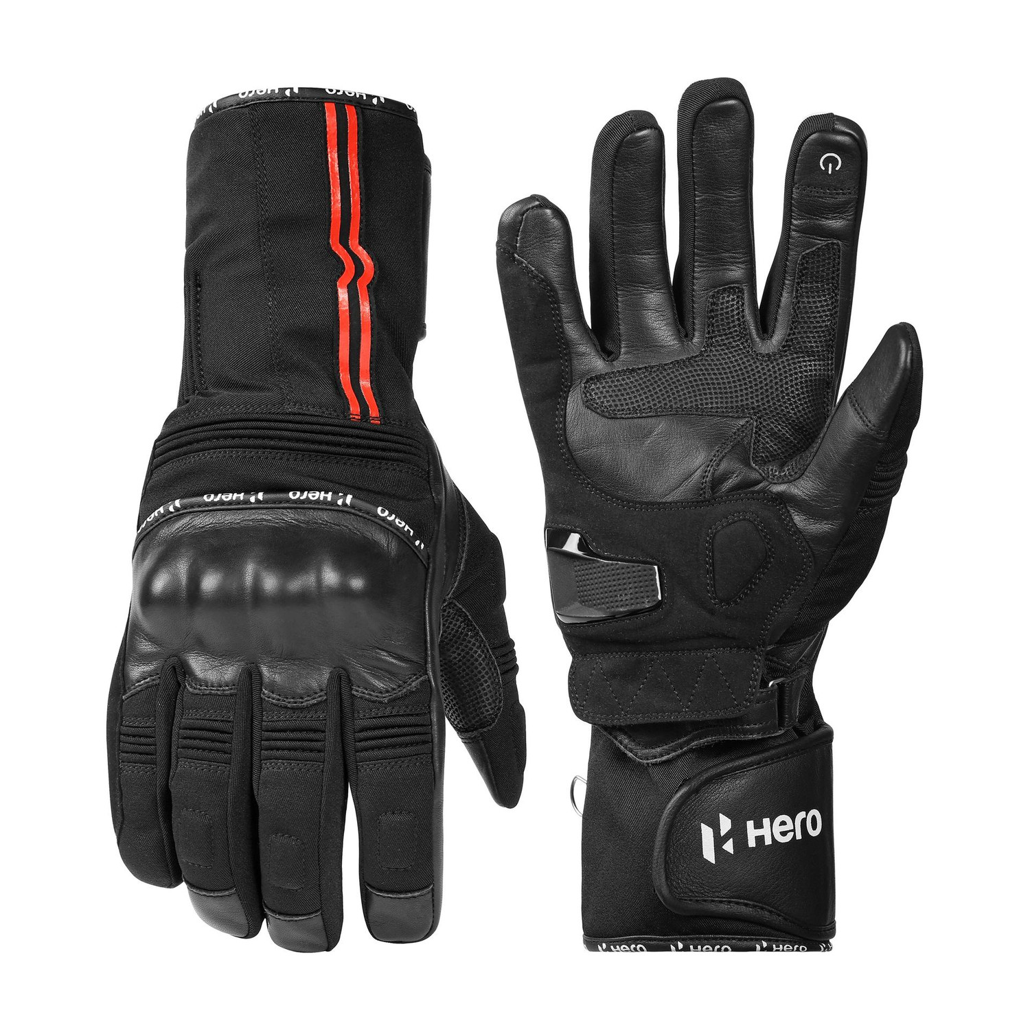 Image of Steelbird Khardungla Full Finger Bike Riding Gloves with Touch Screen Sensitivity at Thumb Riding Gloves (Orange)