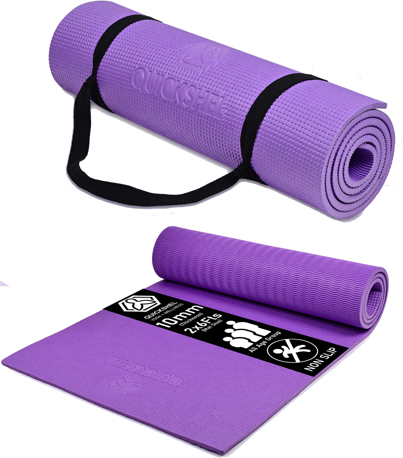 Image of Quick Shel 100%EVA Eco Friendly Mat, Exercise & Gym Mat With Yoga Strap Green 6 mm Yoga Mat