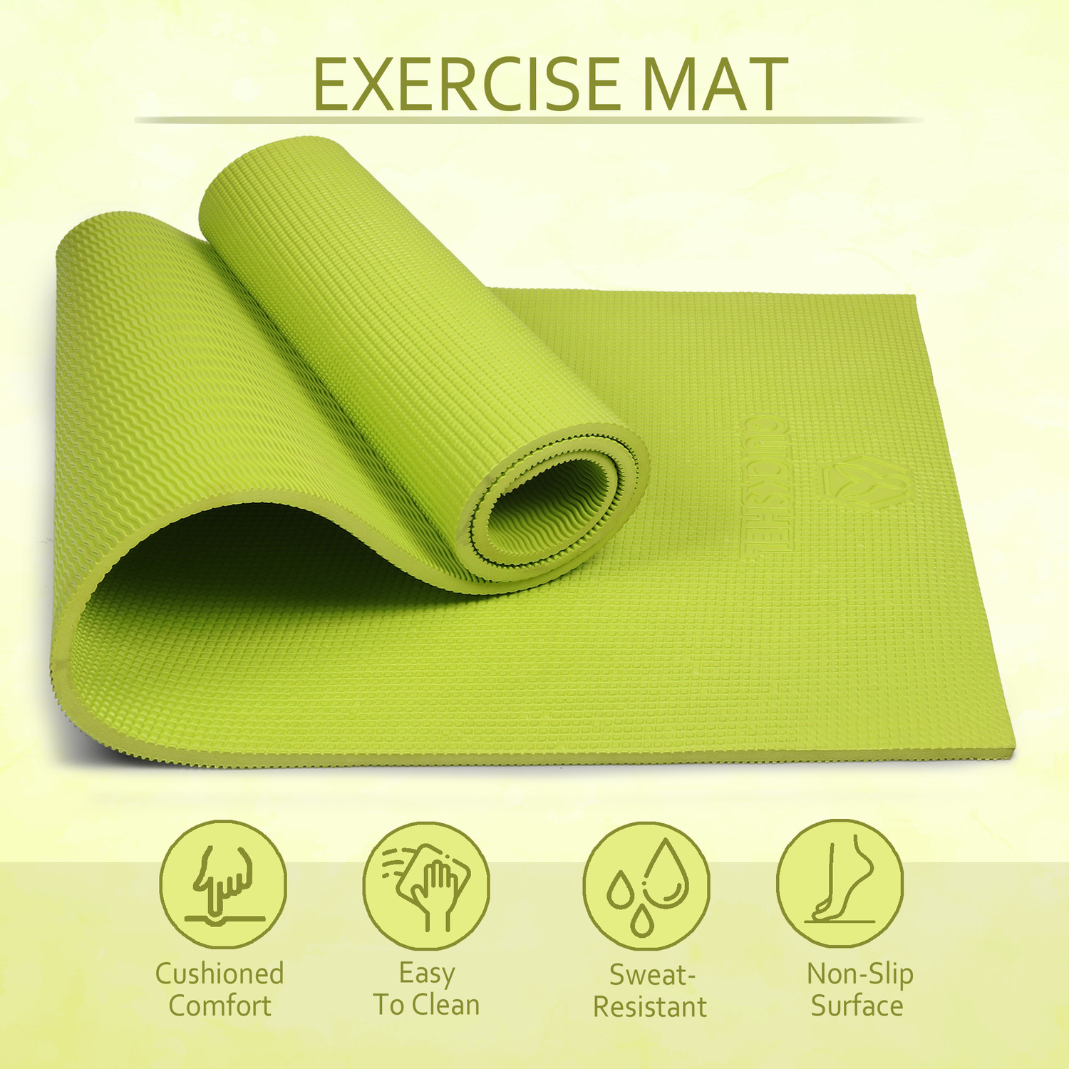 Image of Quick Shel 100%EVA Eco Friendly Mat, Exercise & Gym Mat With Yoga Strap Green 6 mm Yoga Mat