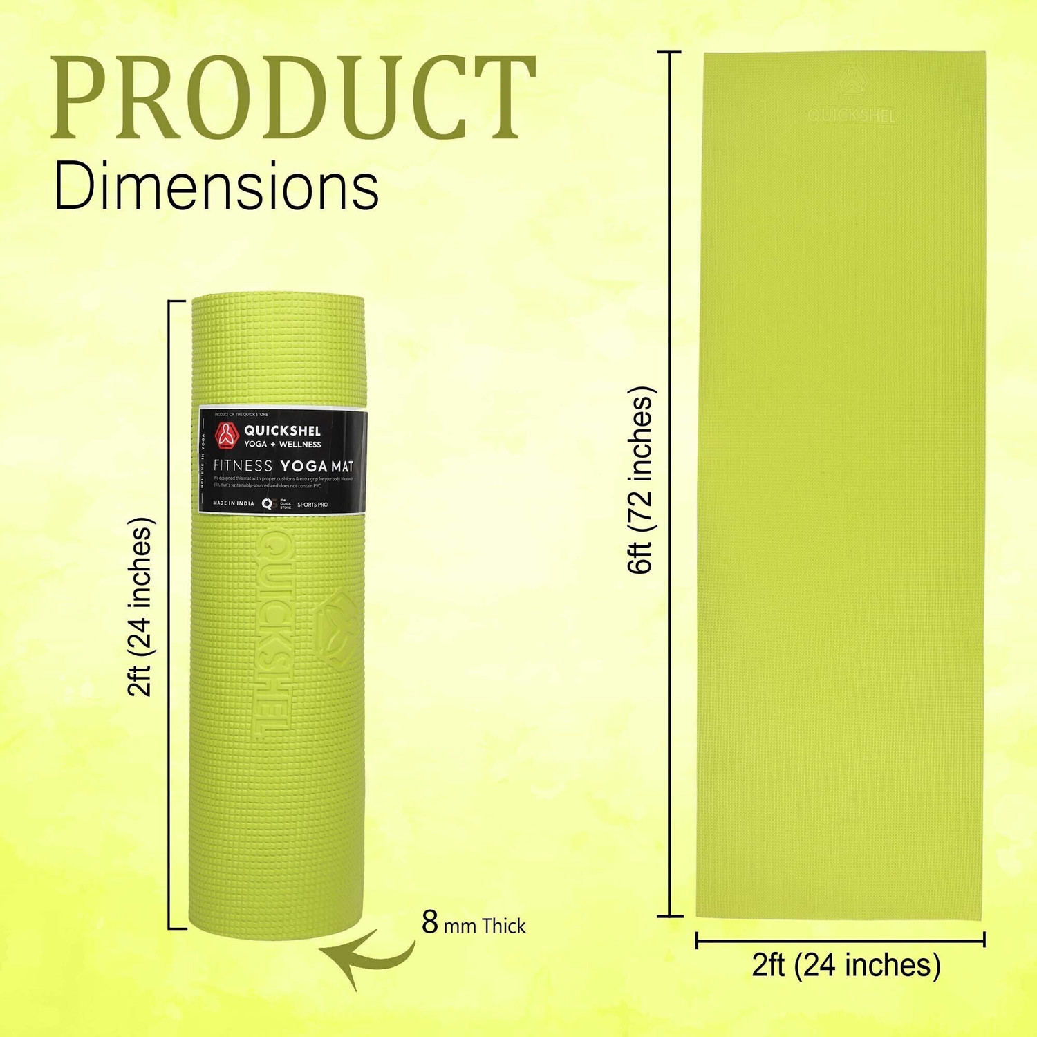 Image of Quick Shel 100%EVA Eco Friendly Mat, Exercise & Gym Mat With Yoga Strap Green 6 mm Yoga Mat