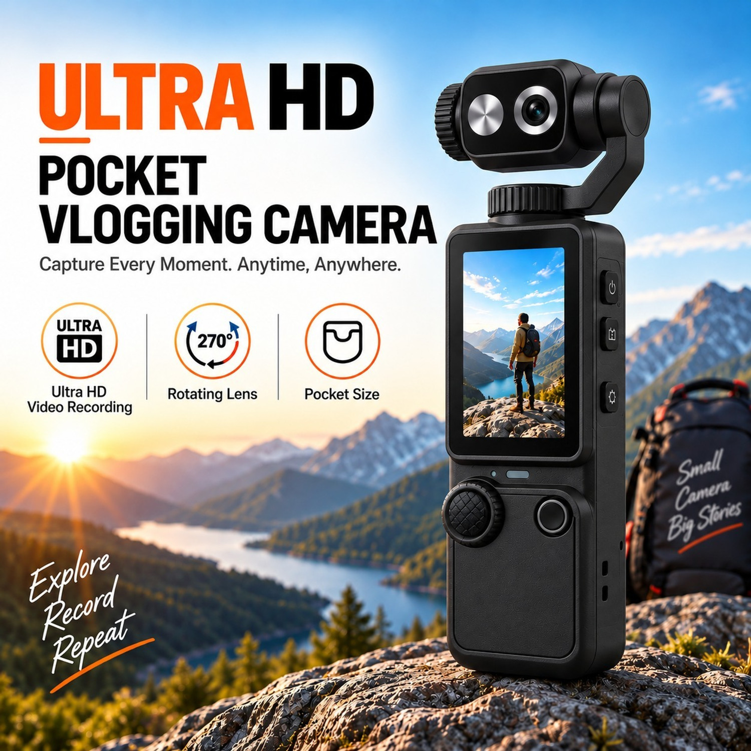 KUIIN POCKET CAMERA 270° Rotating Lens - Image 1
