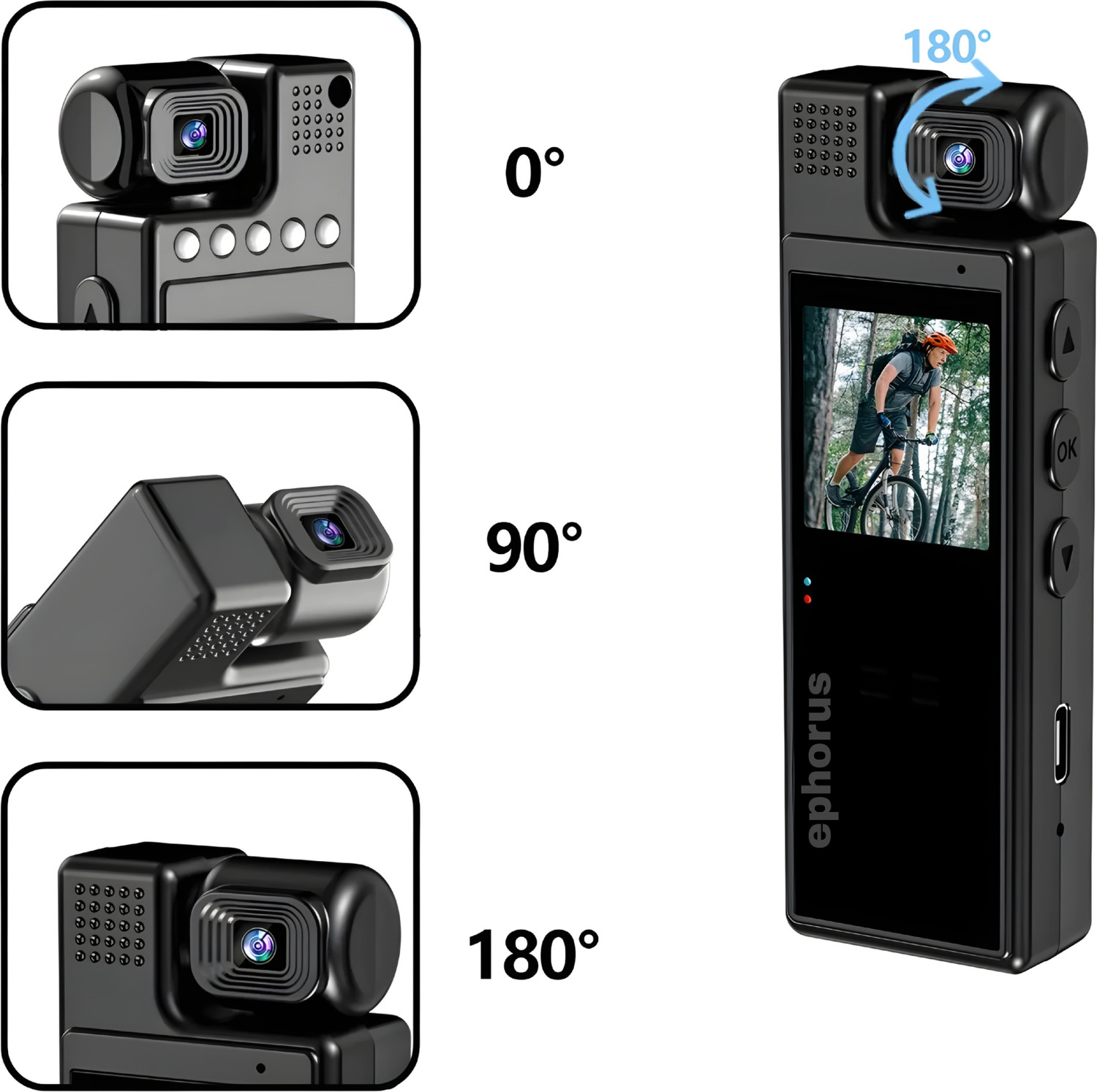 ephorus Pro Series 4K Wearable Security Camera with LED Display, 180 Degree Rotating Night Vision Sports and Action Camera Price in India - Buy ephorus Pro Series 4K Wearable Security Camera with LED Display, 180 Degree Rotating Night Vision Sports and Action Camera online at Flipkart.com
