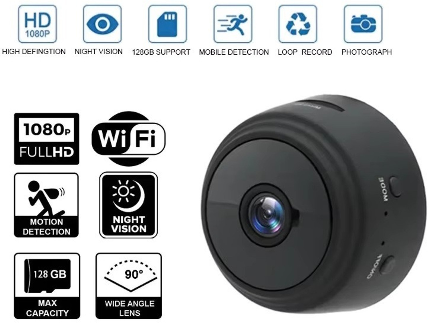 OSHSIZ WIFI SECURITY CAMERA 1080p Mini Security Camera with Motion Alerts, Smart Detection & WiFi Sports and Action Camera Price in India - Buy OSHSIZ WIFI SECURITY CAMERA 1080p Mini Security Camera with Motion Alerts, Smart Detection & WiFi Sports and Action Camera online at Flipkart.com