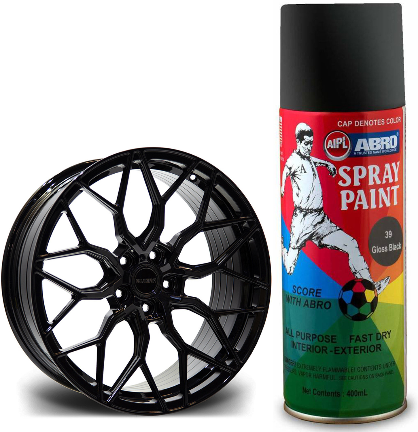 ABRO Gloss Black Spray Paint 400 ml - Image 1