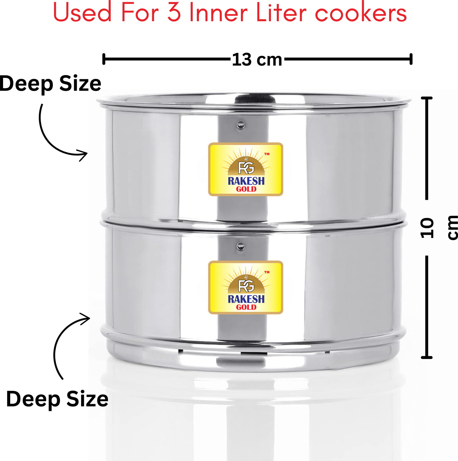 Image of Rakesh Gold Stainless Steel cooker container, cooker separator for 3 Litre Inner Lid Cooker Stainless Steel Steamer (3 L)