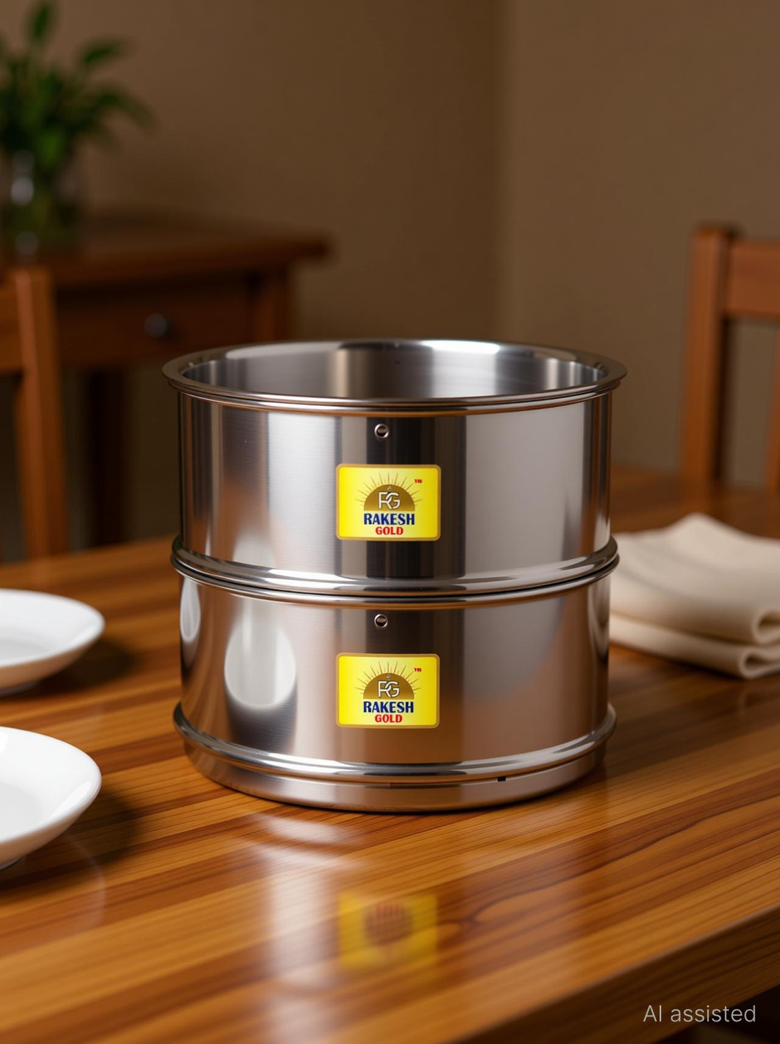 Image of Rakesh Gold Stainless Steel cooker container, cooker separator for 3 Litre Inner Lid Cooker Stainless Steel Steamer (3 L)