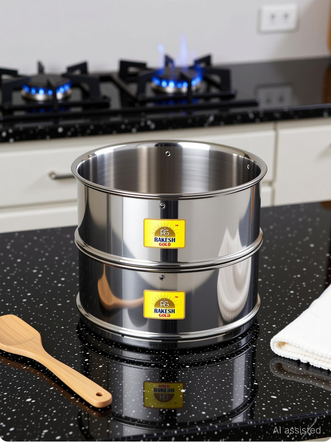 Image of Rakesh Gold Stainless Steel cooker container, cooker separator for 3 Litre Inner Lid Cooker Stainless Steel Steamer (3 L)