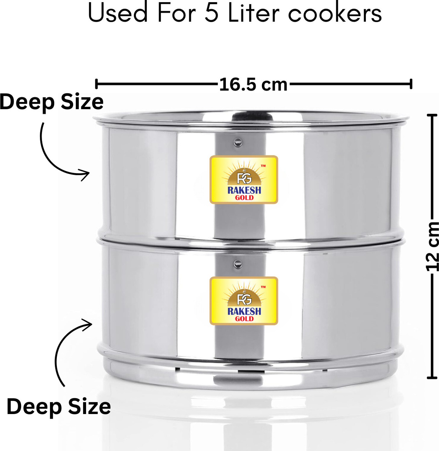 Image of Rakesh Gold Stainless Steel Cooker containers, set of 2 pc suitable for 5 & 5.5 litre cooker Stainless Steel Steamer (5 L)