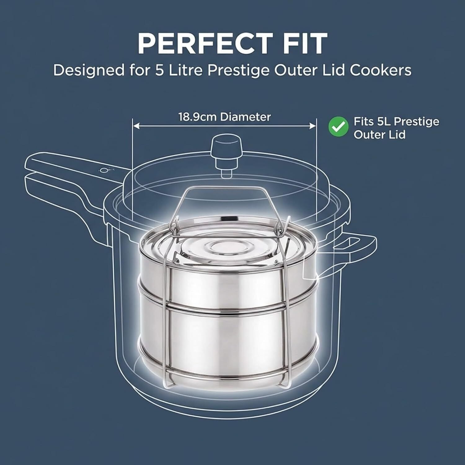 Image of Rakesh Gold Stainless Steel Cooker containers, set of 2 pc suitable for 5 & 5.5 litre cooker Stainless Steel Steamer (5 L)