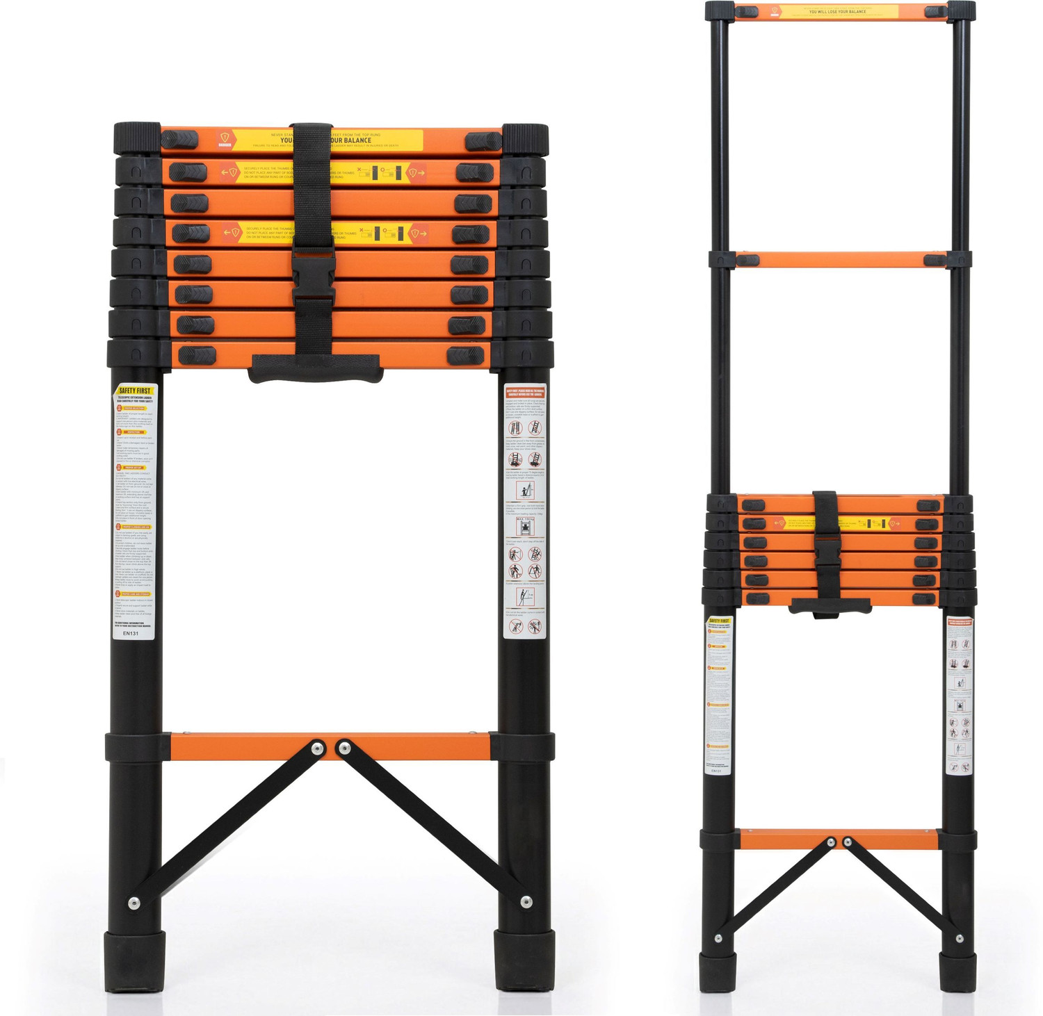 Image of Plantex Ladder for Home (3.2 m /10.5 Feet) Stainless Steel Telescopic Ladder (EN131) Steel Ladder