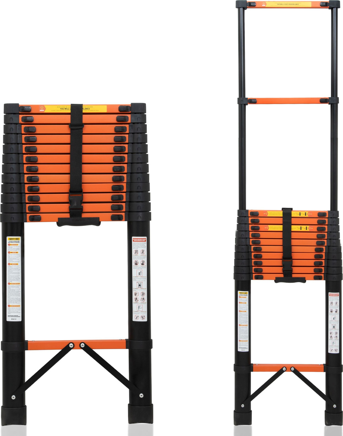 Image of Plantex Ladder for Home (2.6 m /8.5 Feet) Stainless Steel Telescopic Ladder (EN131) Steel Ladder