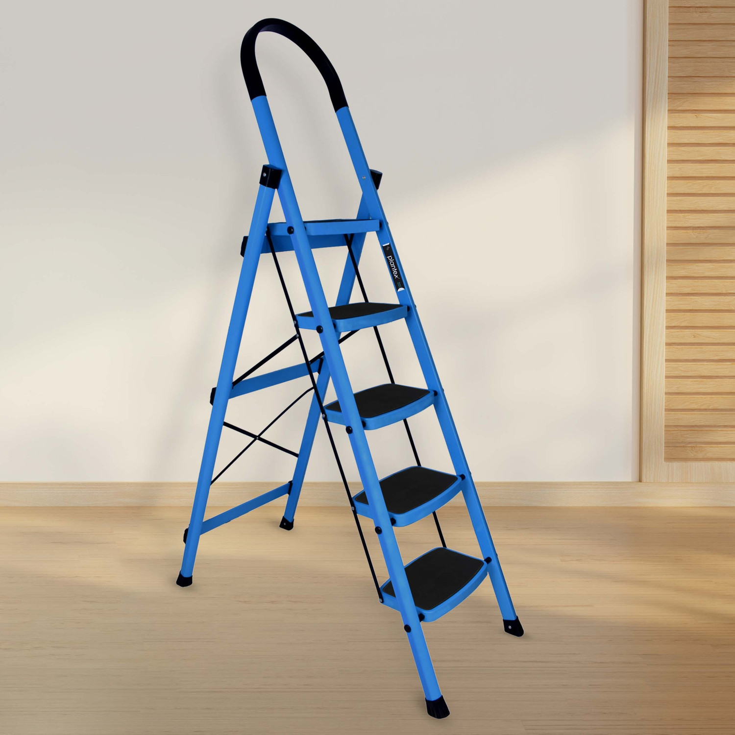 Image of Plantex Cheston Foldable 6-Step Ladder for Home Wide Anti Slip Step Ladder(Green& Black) Steel Ladder (With Platform)