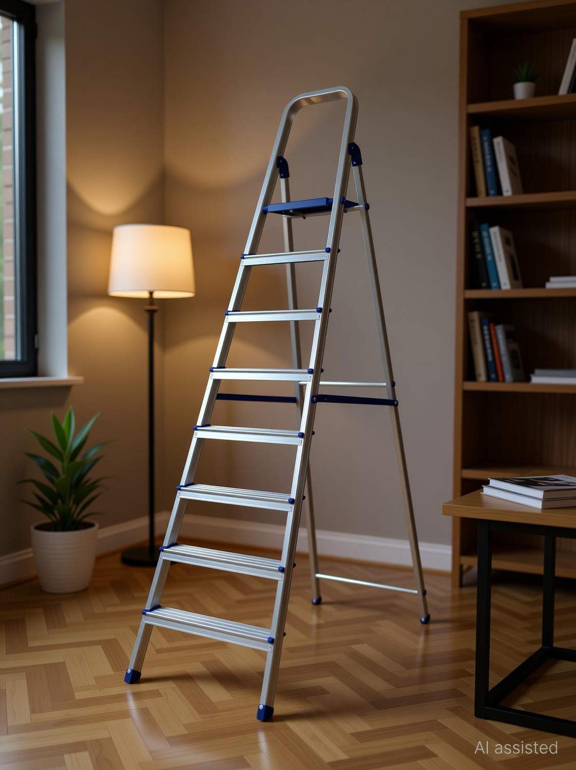Image of Plantex Ladder for Home (2.6 m /8.5 Feet) Stainless Steel Telescopic Ladder (EN131) Steel Ladder