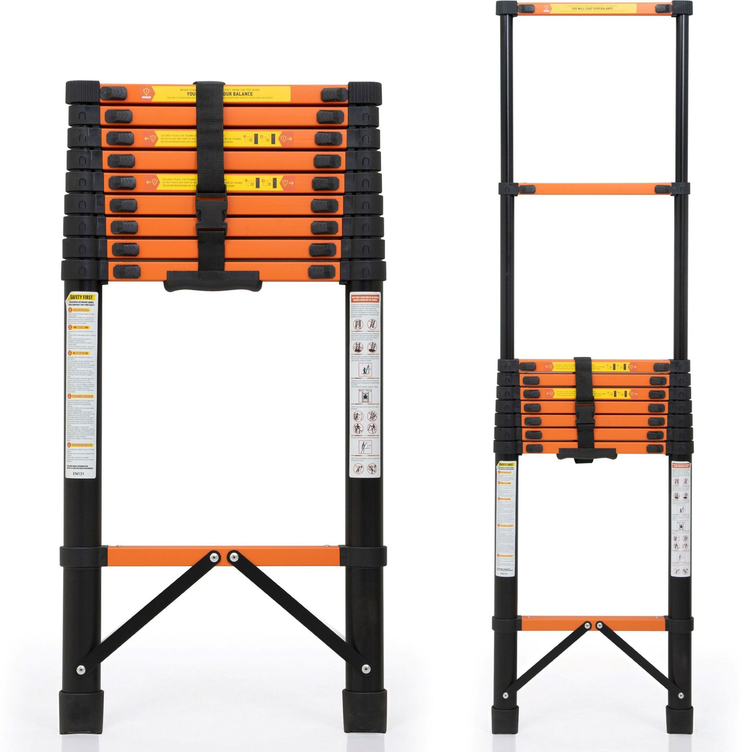 Image of Plantex Ladder for Home (2Meter /6.5 Feet) Stainless Steel Telescopic (EN131) Steel Ladder