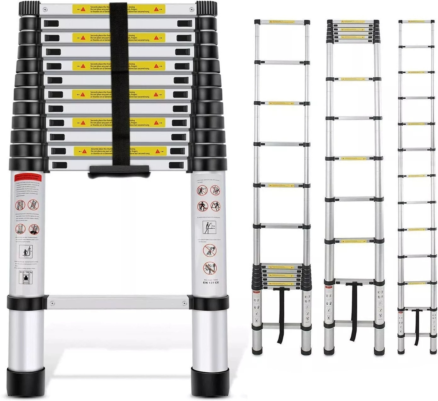 Image of Plantex Ladder for Home (2.6 m /8.5 Feet) Stainless Steel Telescopic Ladder (EN131) Steel Ladder