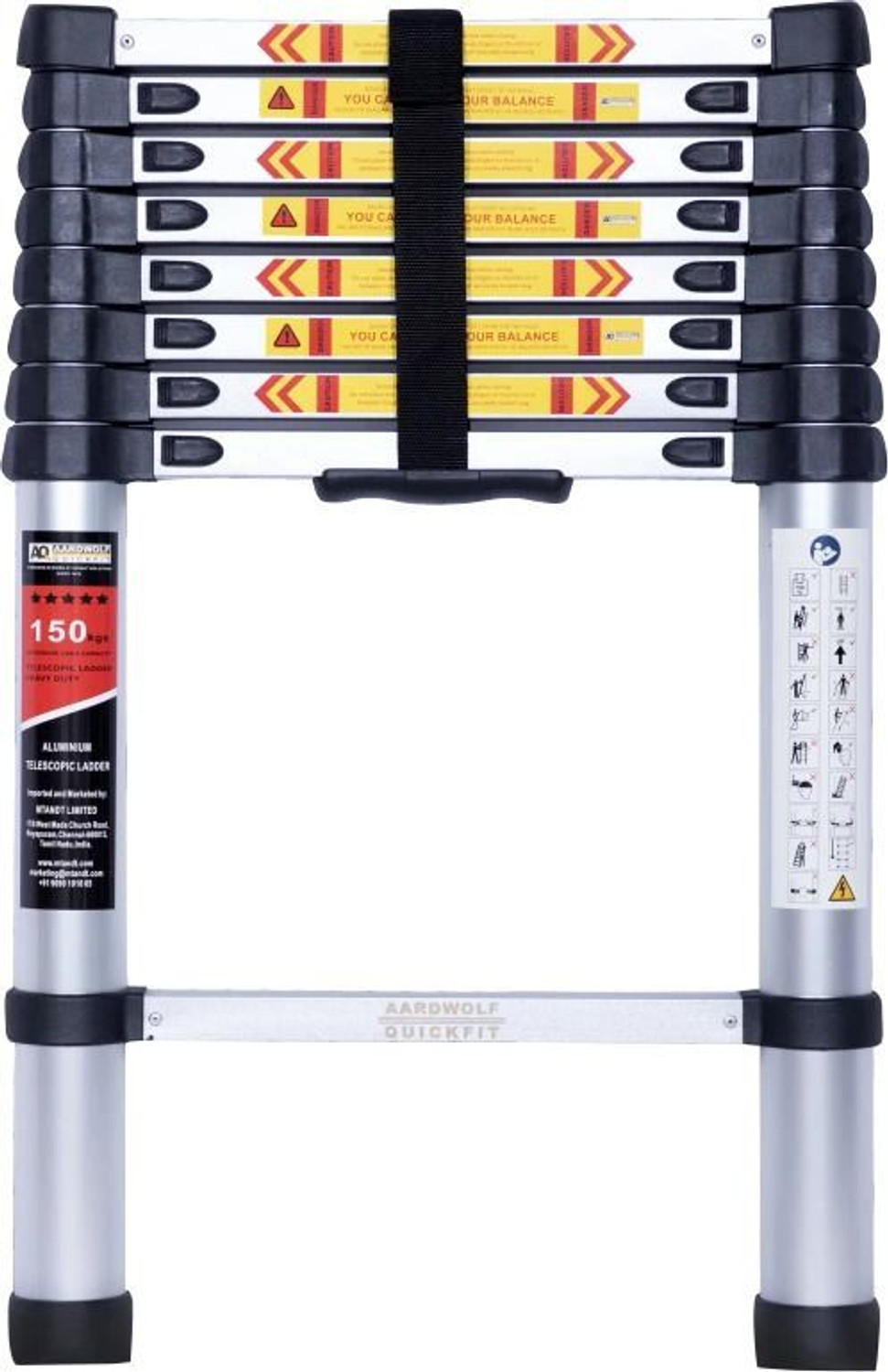 Image of Plantex Ladder for Home (2.6 m /8.5 Feet) Stainless Steel Telescopic Ladder (EN131) Steel Ladder