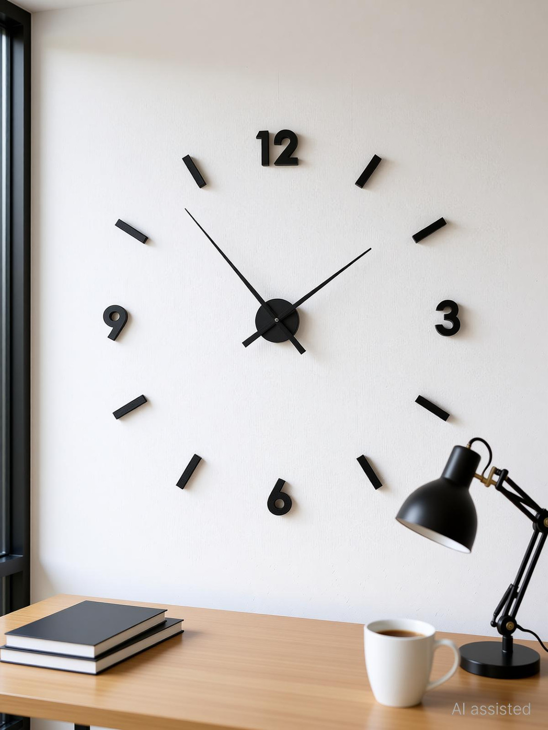 FASTQT 24 inch Wooden 3D Numbers Wall Clock - Image 1