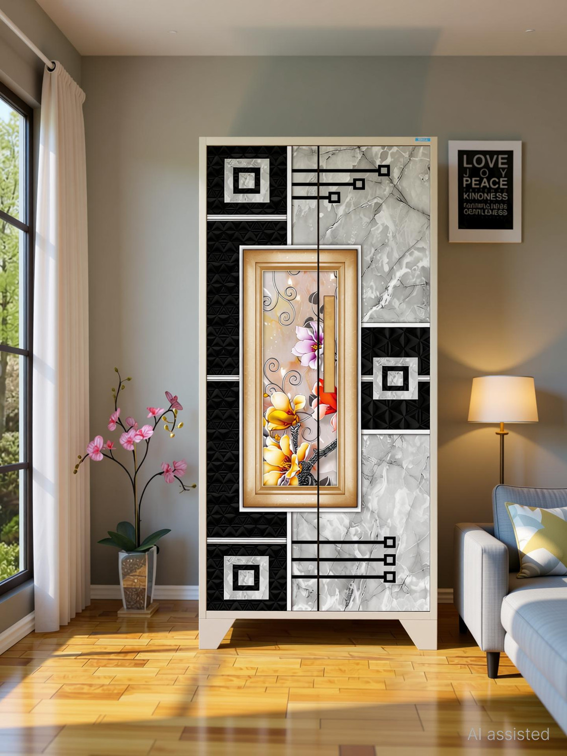 Image of We Kreate 78 inch Almirah Door Decorative Sticker|Wardrobe Makeover Sticker for Almirah Self Adhesive Sticker (Pack of 1)
