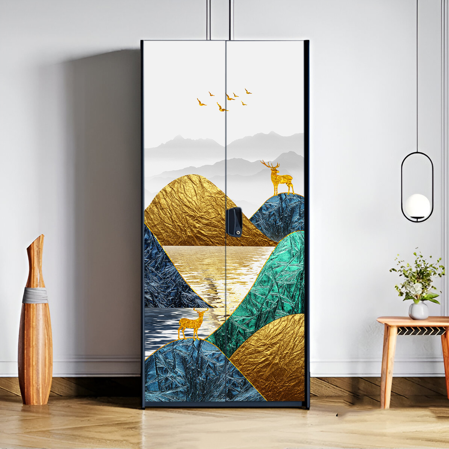 Image of We Kreate 78 inch Almirah Door Decorative Sticker|Wardrobe Makeover Sticker for Almirah Self Adhesive Sticker (Pack of 1)