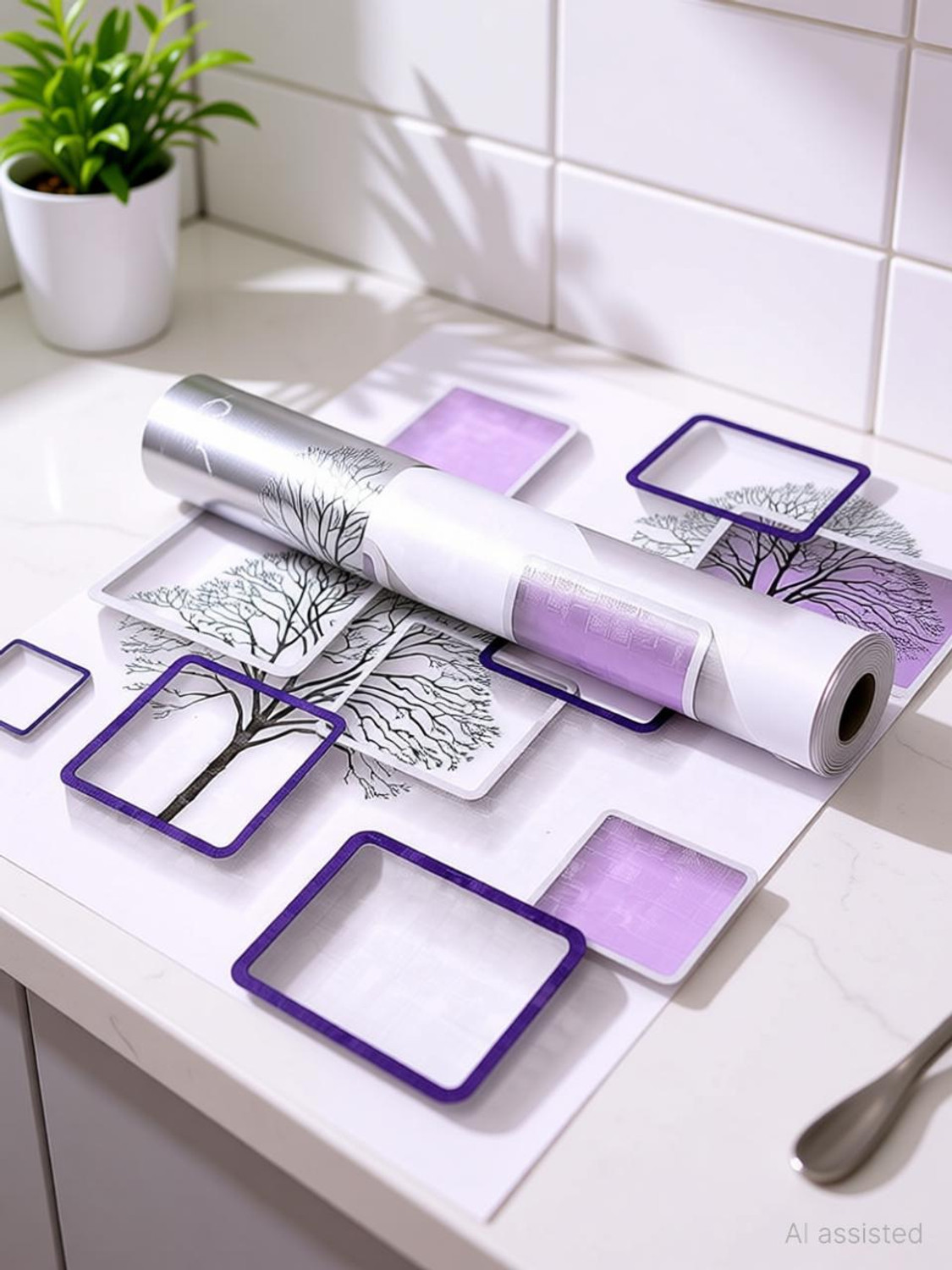 Image of SIRTERIQ 500 cm Aluminum Shining Marble Foil Waterproof Premium Roll For Kitchen Self Adhesive Sticker (Pack of 1)