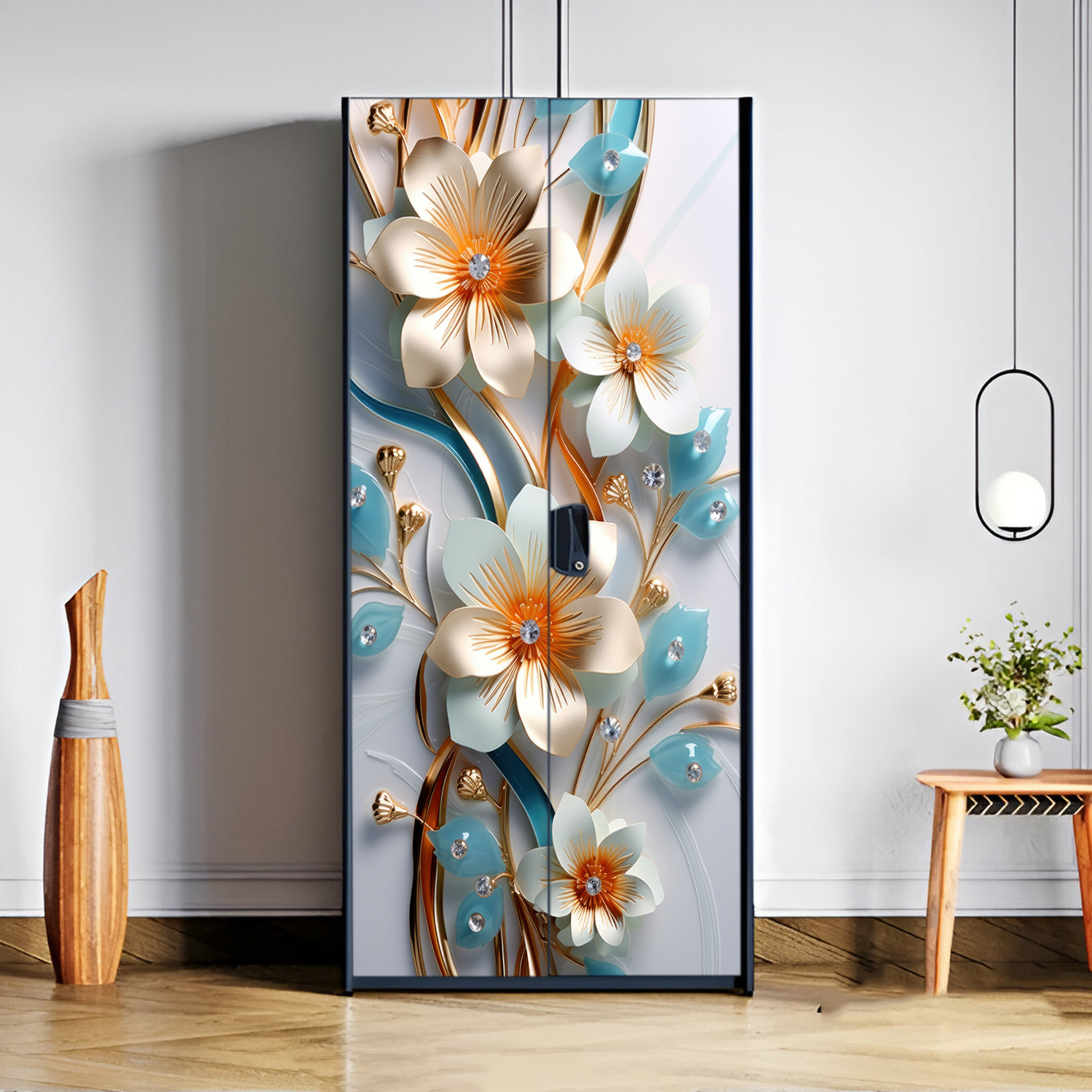 Image of We Kreate 78 inch Almirah Door Decorative Sticker|Wardrobe Makeover Sticker for Almirah Self Adhesive Sticker (Pack of 1)