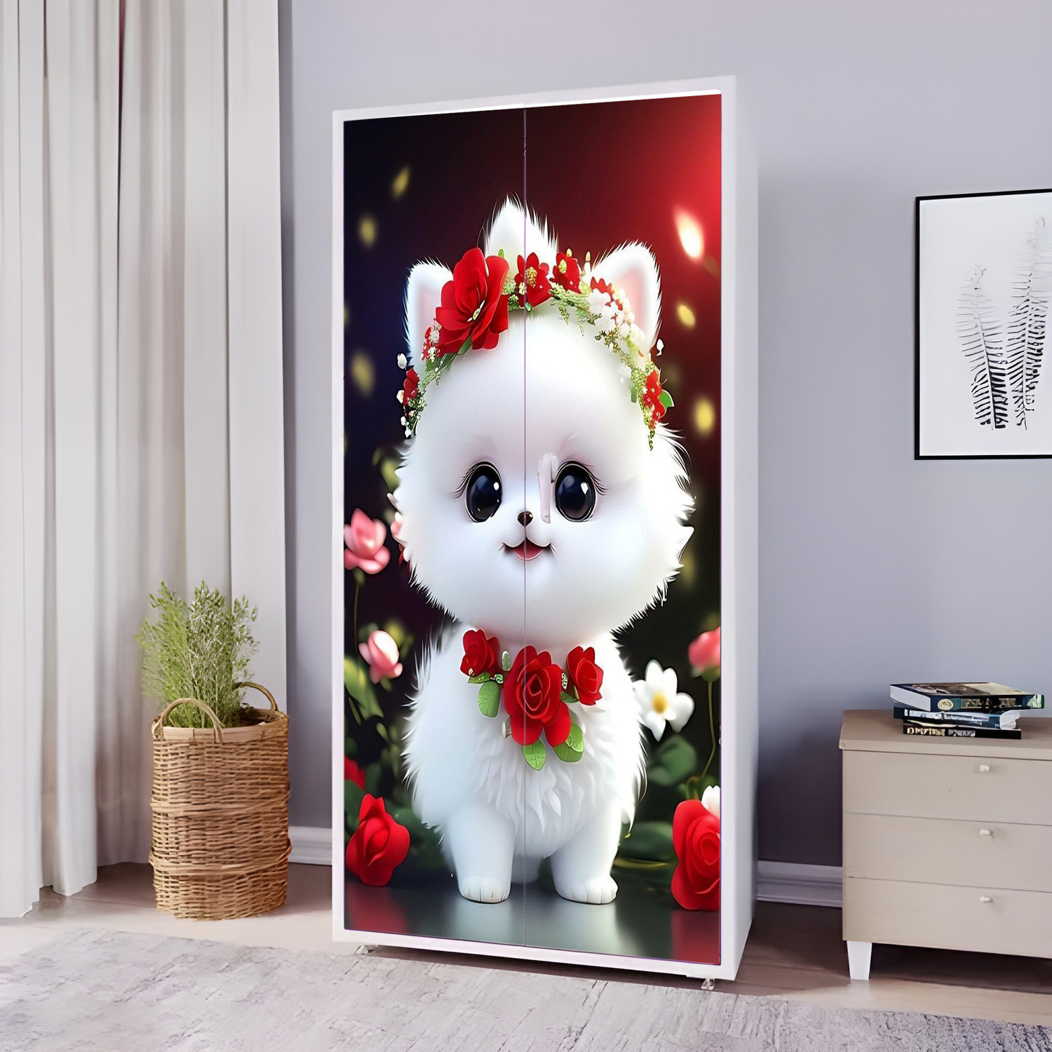 Image of We Kreate 78 inch Almirah Door Decorative Sticker|Wardrobe Makeover Sticker for Almirah Self Adhesive Sticker (Pack of 1)