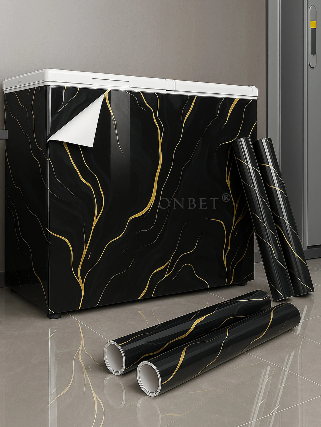 Image of Onbet 200 cm Self Adhesive Glossy Marble Foil Waterproof Sticker For Kitchen And Home Self Adhesive Sticker (Pack of 3)