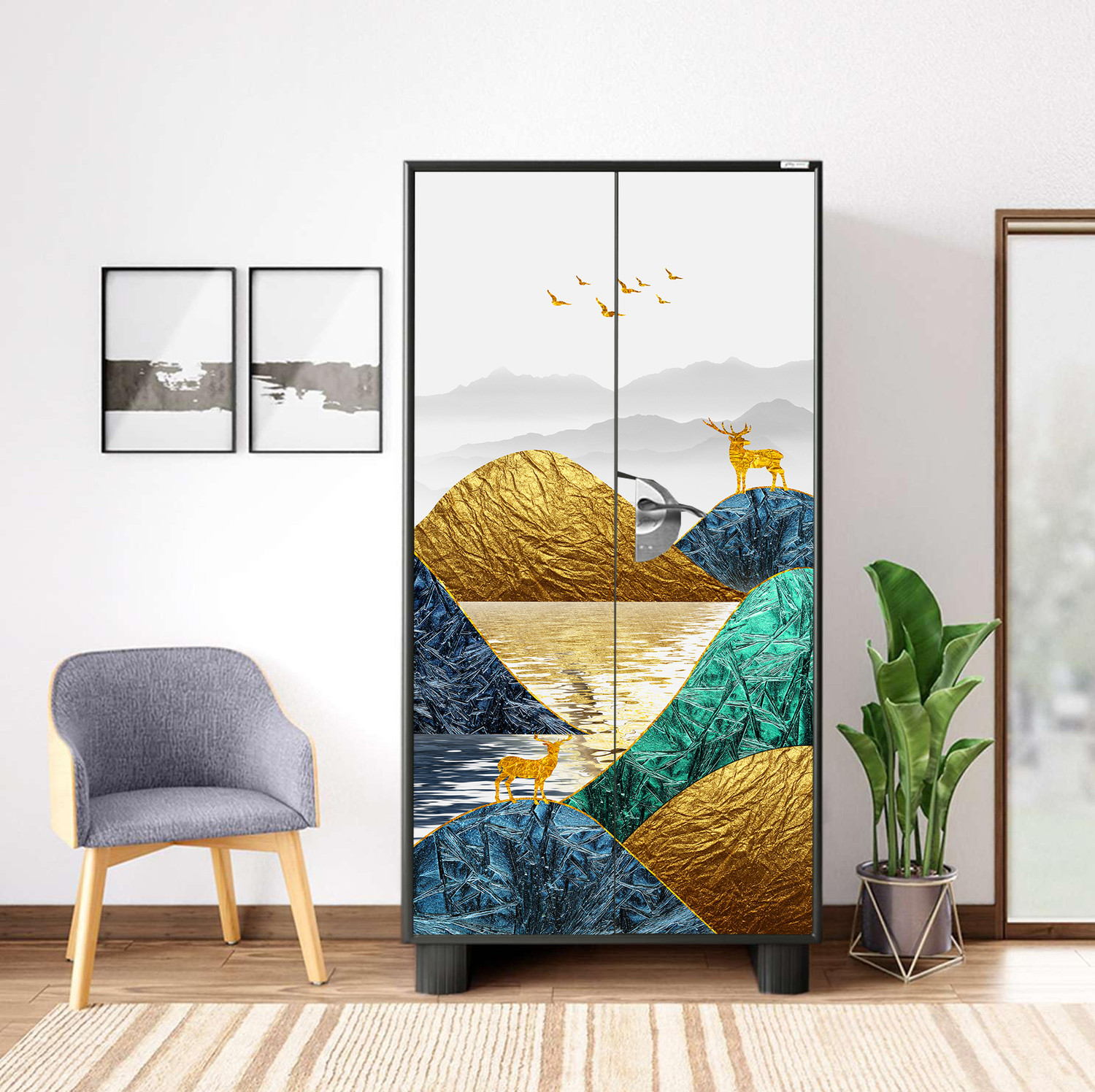 Image of We Kreate 78 inch Almirah Door Decorative Sticker|Wardrobe Makeover Sticker for Almirah Self Adhesive Sticker (Pack of 1)