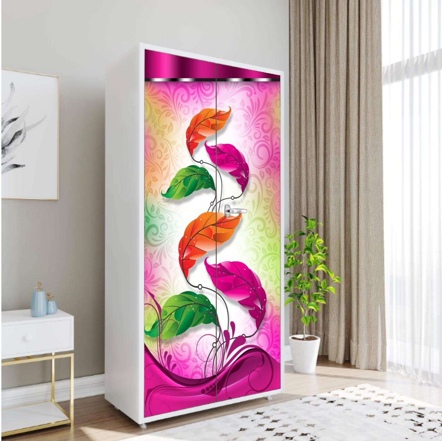 Image of We Kreate 78 inch Almirah Door Decorative Sticker|Wardrobe Makeover Sticker for Almirah Self Adhesive Sticker (Pack of 1)