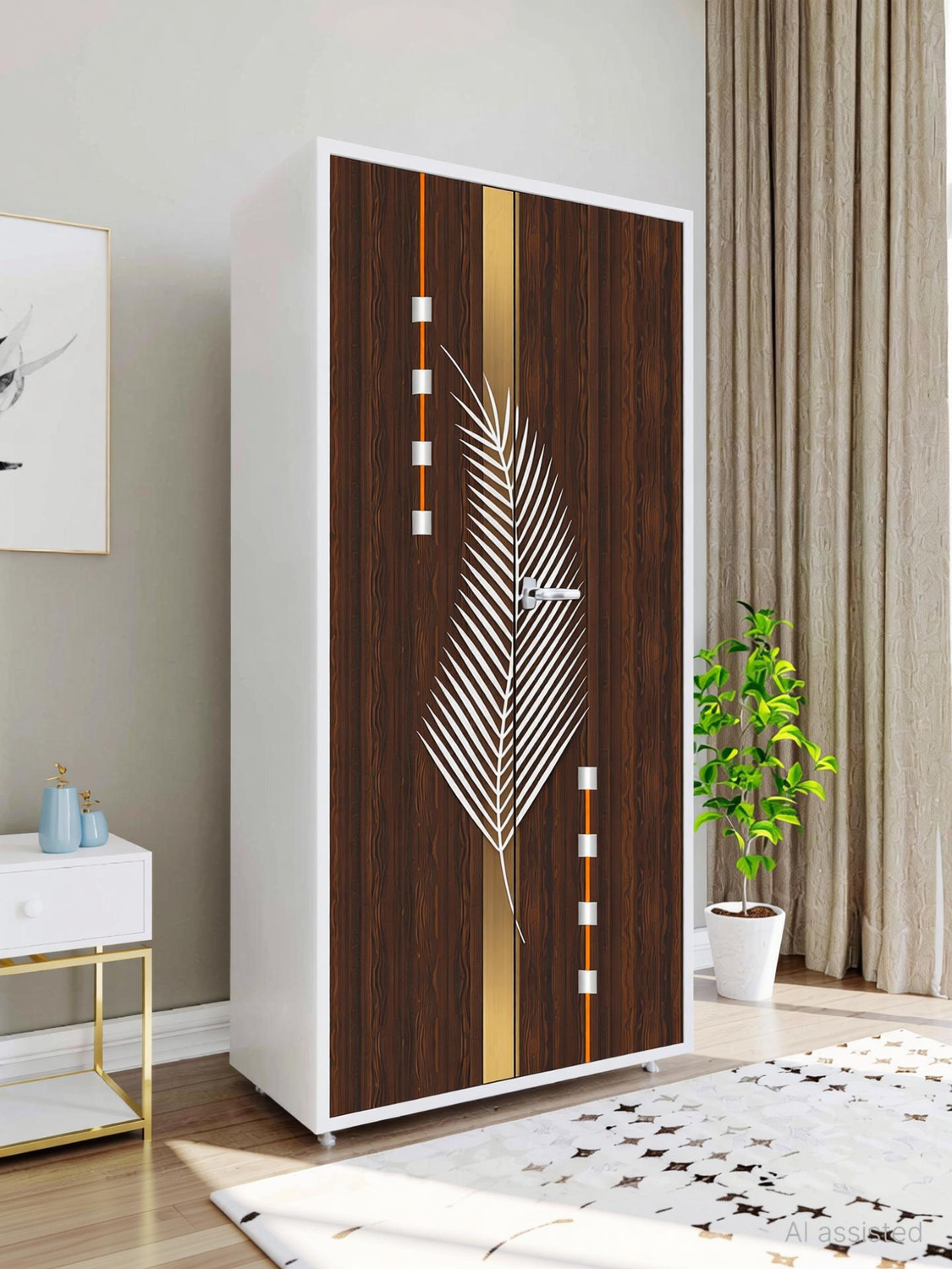 Image of We Kreate 78 inch Almirah Door Decorative Sticker|Wardrobe Makeover Sticker for Almirah Self Adhesive Sticker (Pack of 1)
